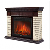 Каминокомплект: Очаг Electrolux EFP/P-3020LS N, портал Bricks 30 камень бежевый, шпон темный дуб